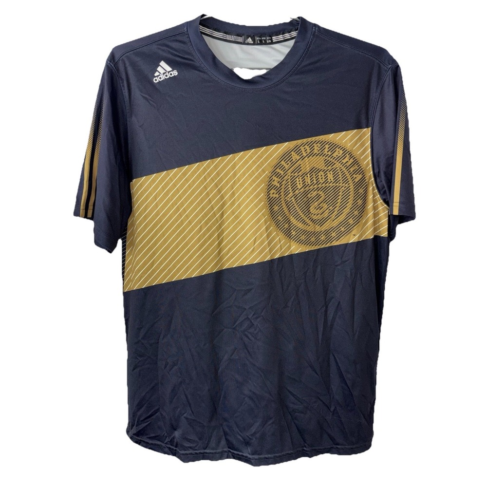 Adidas Philadelphia Union MLS Men's Large Soccer T-shirt Blue Gold